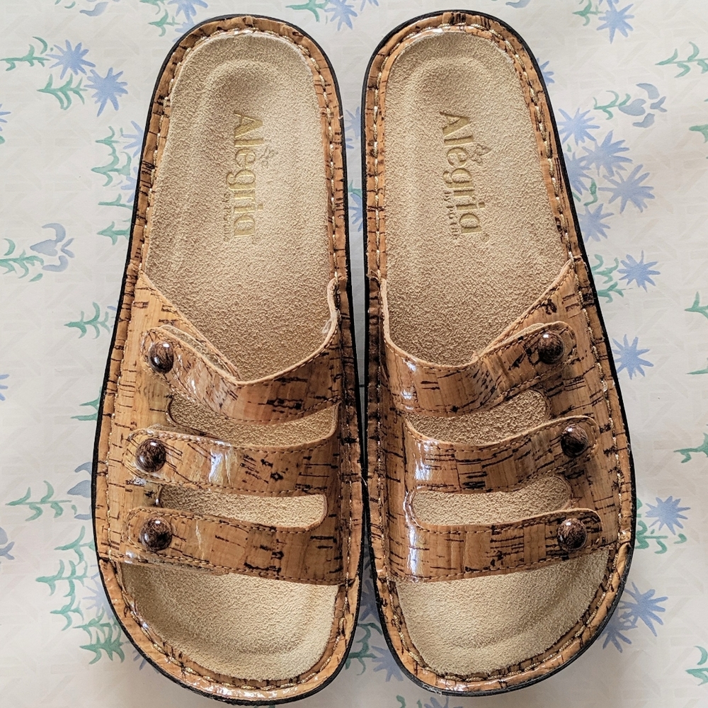 Alegria Fiona Sandals Slides Patent Cork Comfort 9